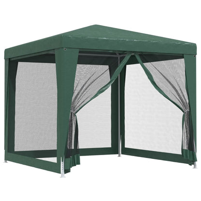 Detail van de vidaXL partytent met open mesh zijwanden en groene kleur.