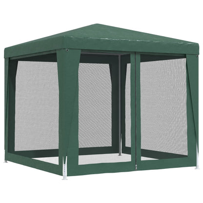 Detail van de vidaXL partytent met groene mesh zijwanden en stevige constructie.