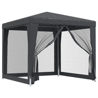 Detail van de vidaXL partytent met antracieten mesh zijwanden en open ingangen.