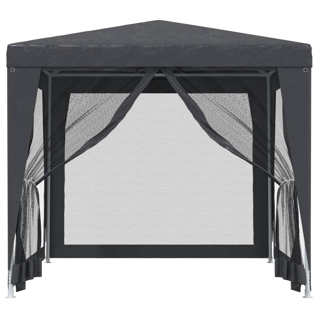 Zijaanzicht van de antraciet vidaXL partytent met open mesh zijwanden.