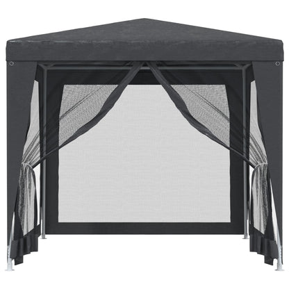 Zijaanzicht van de antraciet vidaXL partytent met open mesh zijwanden.