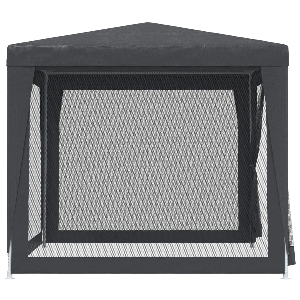 Detail van de antracieten vidaXL partytent met mesh zijwand, voor ventilatie en insectbescherming.