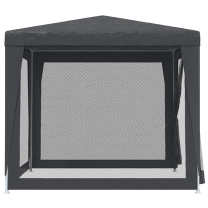 Detail van de antracieten vidaXL partytent met mesh zijwand, voor ventilatie en insectbescherming.