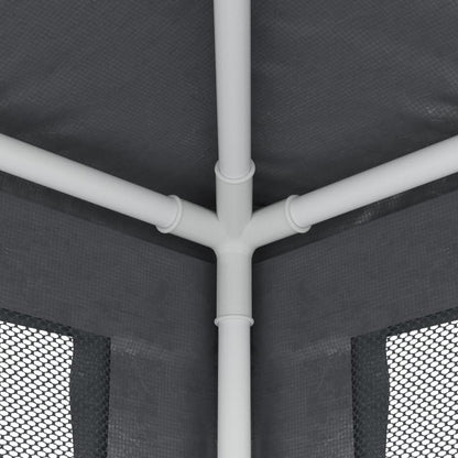 Detail van het stevige ijzeren frame van de vidaXL partytent met mesh zijwanden.
