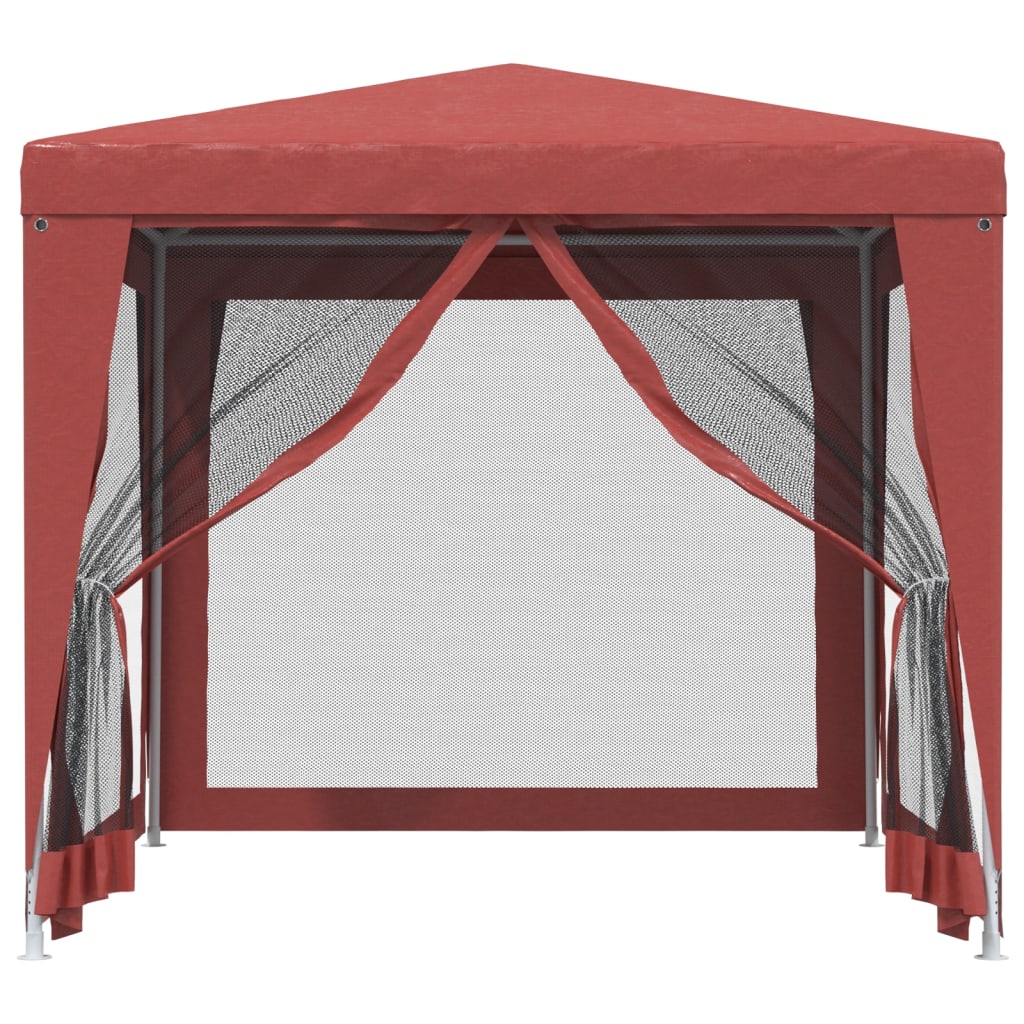 Detail van de vidaXL partytent met open mesh zijwanden in rood.