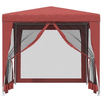 Detail van de vidaXL partytent met open mesh zijwanden in rood.