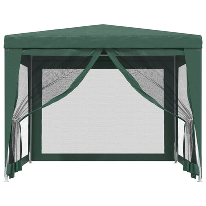 Detail van de vidaXL partytent met groene mesh zijwanden en openstaande deuren.