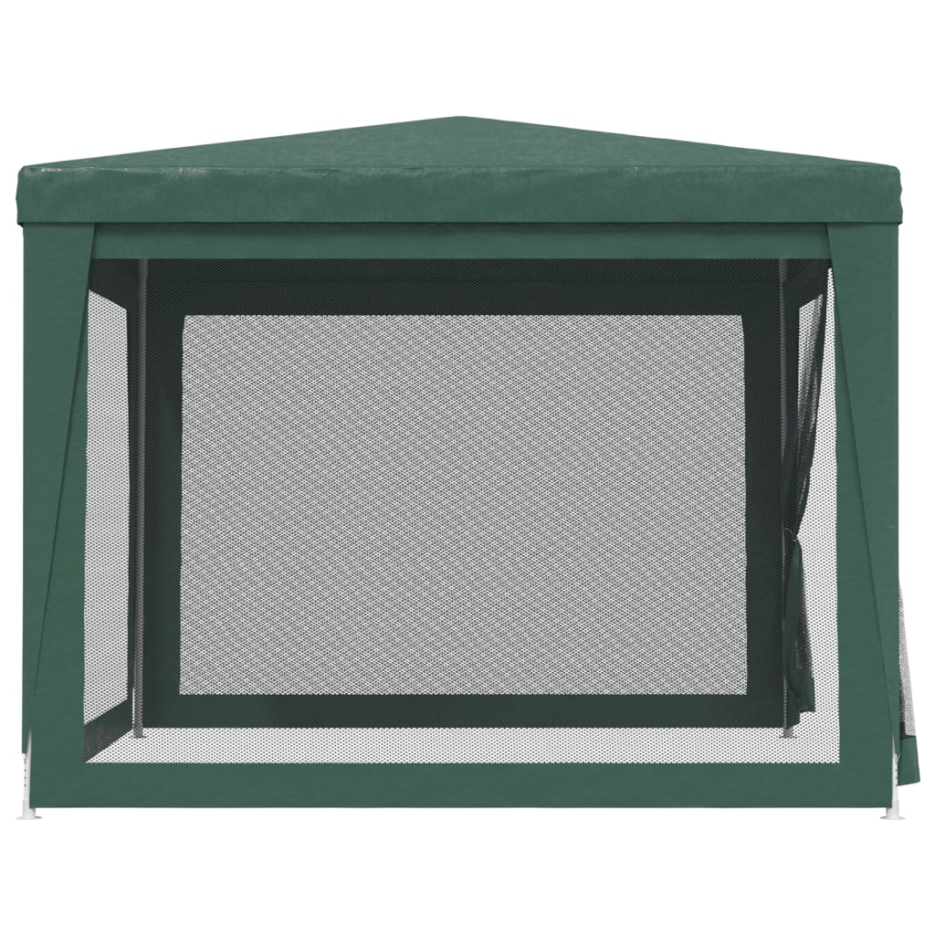 Detail van de groene vidaXL partytent met mesh zijwand en schuin dak.