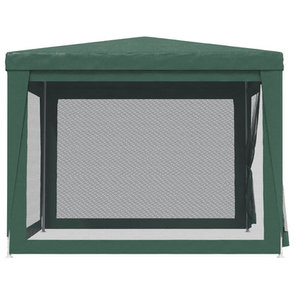 Detail van de groene vidaXL partytent met mesh zijwand en schuin dak.