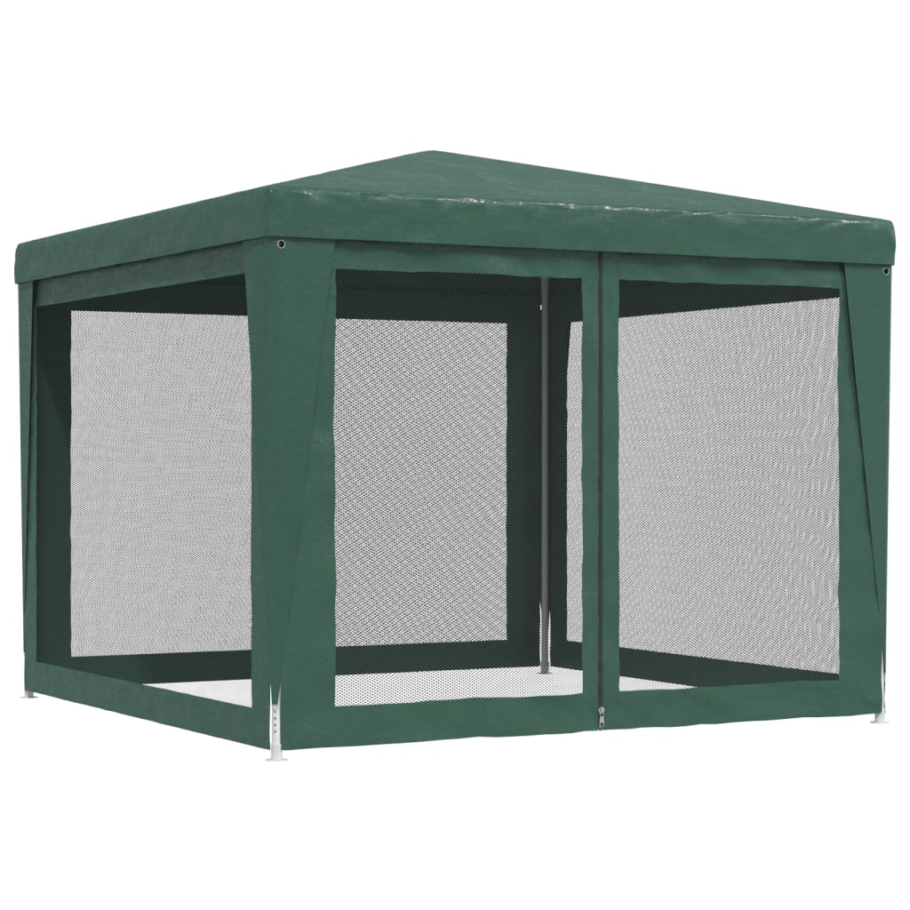 Zijaanzicht van de groene vidaXL partytent met vier mesh zijwanden.