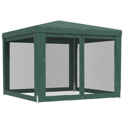 Zijaanzicht van de groene vidaXL partytent met vier mesh zijwanden.