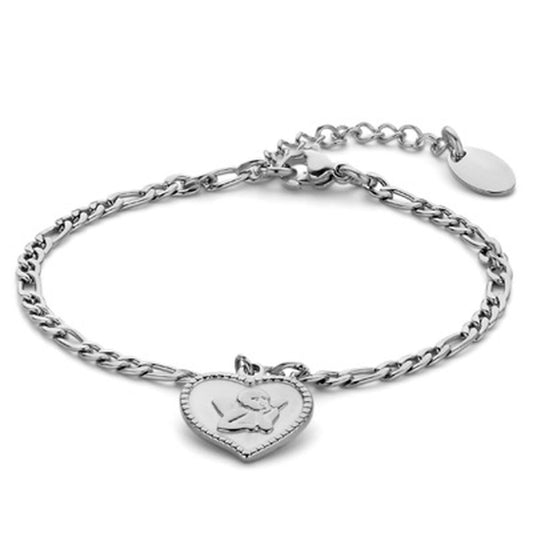 Zilverkleurige CO88 Collection armband voor dames met hartvormige hanger.
