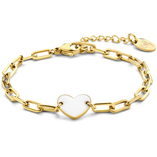 Gouden CO88 Collection armband met hartvormige schakel en elegante afwerking.