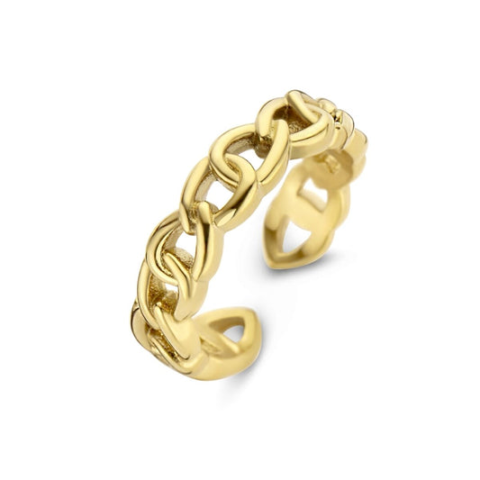 Gouden CO88 Collection ring met elegante schakels voor een verfijnde uitstraling.