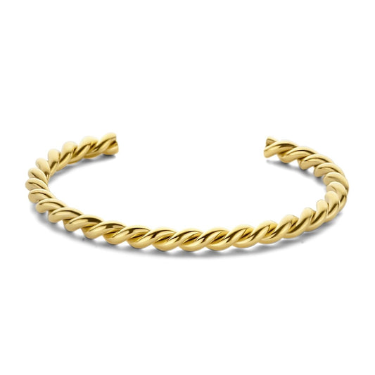 Gouden CO88 Collection armband met elegant gedraaid design, zijaanzicht.