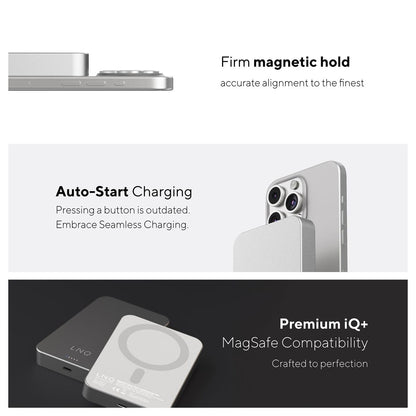 Detail van de Linq Byelements powerbank met magnetische bevestiging en MagSafe-compatibiliteit.