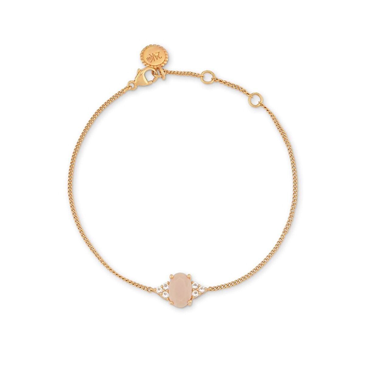 Elegante 24KAE armband voor dames met gouden afwerking en een opvallende centrale steen.