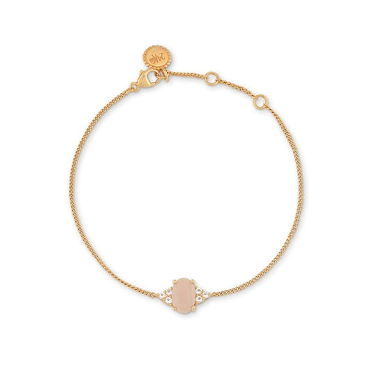 Elegante 24KAE armband voor dames met gouden afwerking en een opvallende centrale steen.