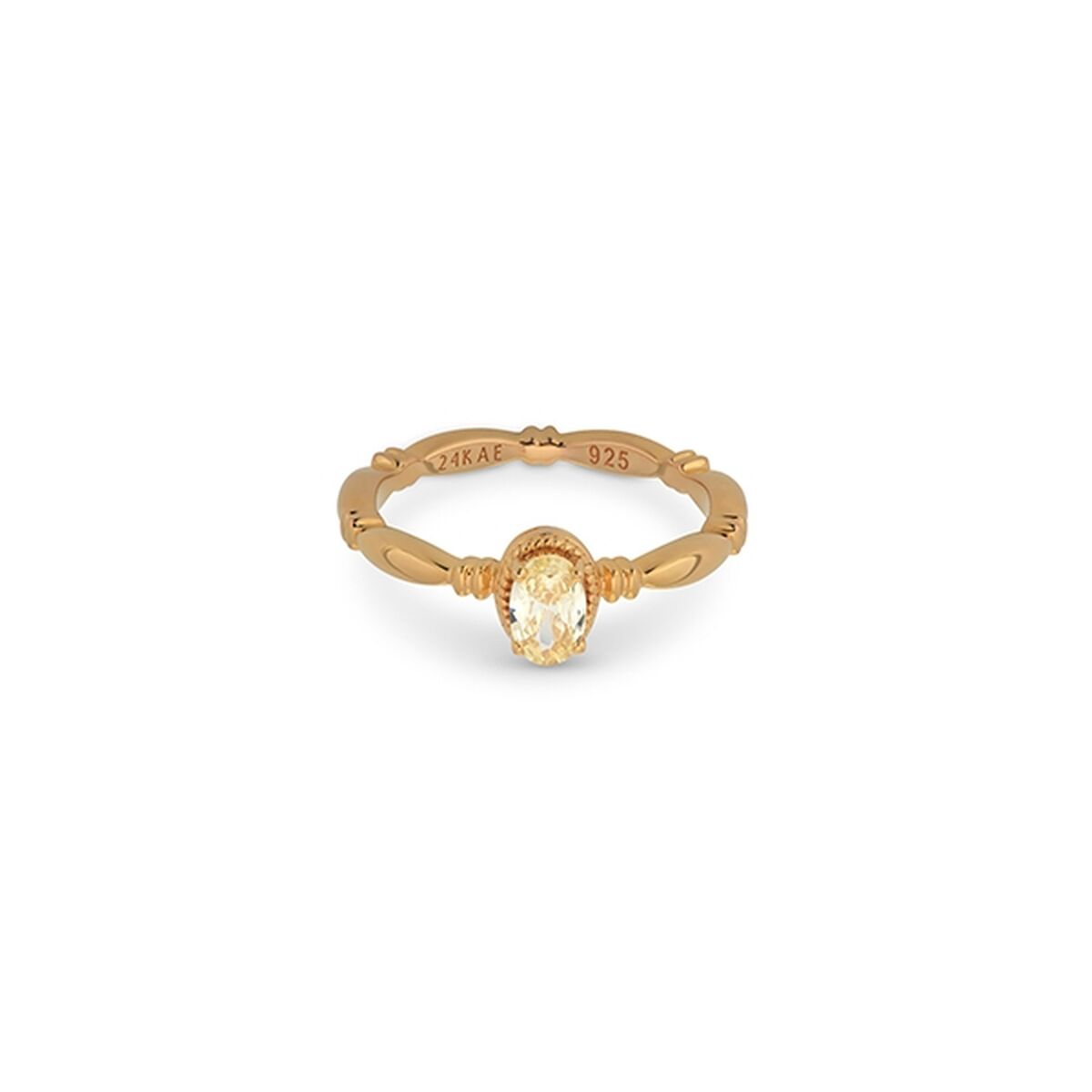 Elegante 24KAE ring voor dames van 18 karaat goud met een unieke steen.