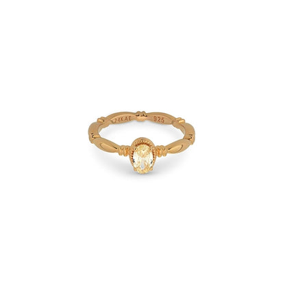 Elegante 24KAE ring voor dames van 18 karaat goud met een unieke steen.