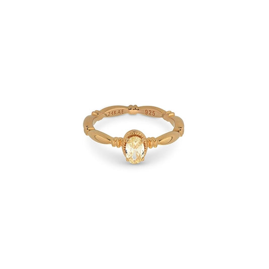 Elegante 24KAE ring voor dames van 18 karaat goud met een unieke steen.