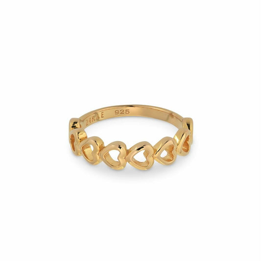Gouden 24KAE ring met elegante hartjesdesign, zijaanzicht.