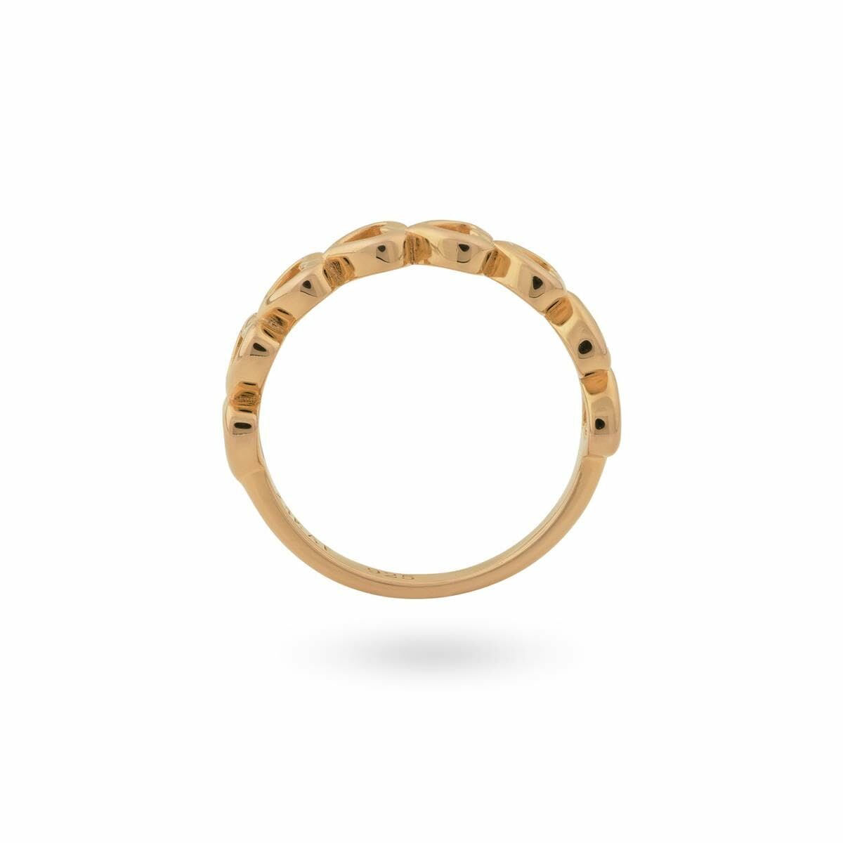 Detail van de 24KAE gouden ring, zijaanzicht met elegante, ronde vormen.