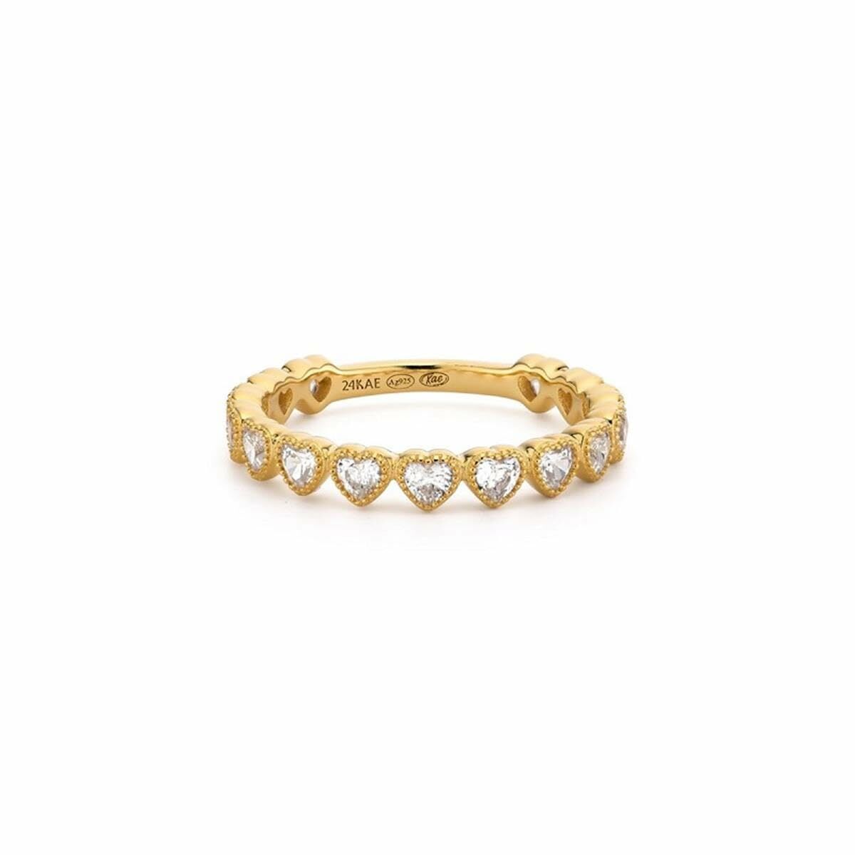 24KAE gouden ring met hartvormige zirconia, maat 16, elegant design.