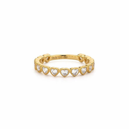24KAE gouden ring met hartvormige zirconia, maat 16, elegant design.