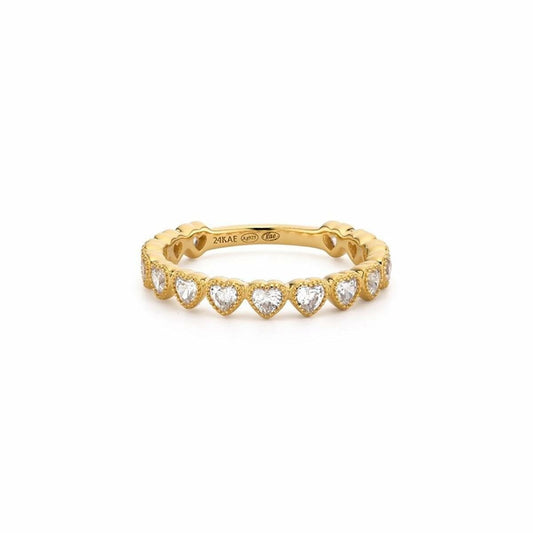 24KAE gouden ring met hartvormige zirconia, maat 16, elegant design.