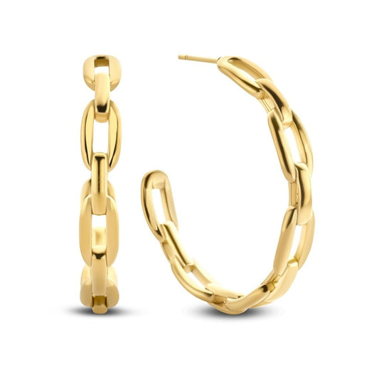 Gouden CO88 Collection oorbellen met een elegant, schakels ontwerp.