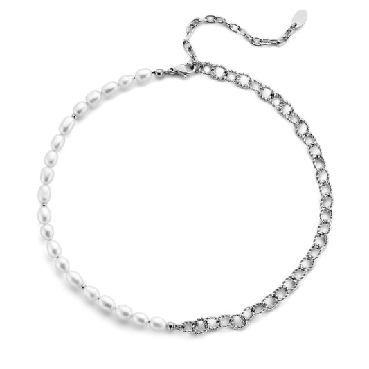 Zilverkleurige armband van CO88 Collection met elegante parelachtige details.
