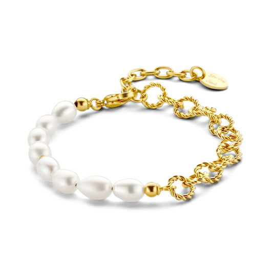 Gouden CO88 Collection armband met elegante parels, perfect voor elke gelegenheid.