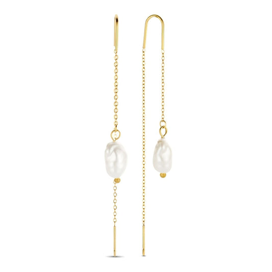 Gouden CO88 Collection oorbellen met elegante afwerking en parel detail.