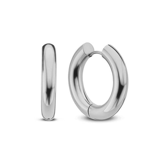 Zilverkleurige CO88 Collection damesoorbellen met een elegante, ronde vorm.