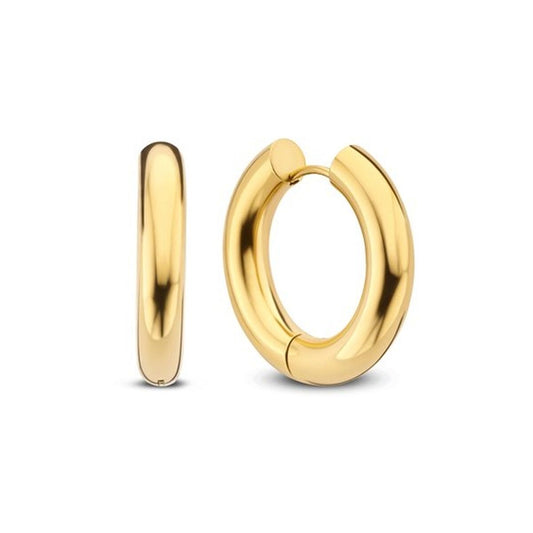 Gouden CO88 Collection oorbellen met elegant design, zij- en vooraanzicht.