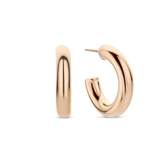 Elegante roze gouden oorbellen van CO88 Collection, met een stijlvolle, gebogen vorm.