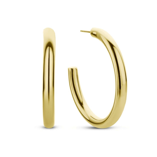 Gouden CO88 Collection oorbellen met een elegant, rond design in zijaanzicht.