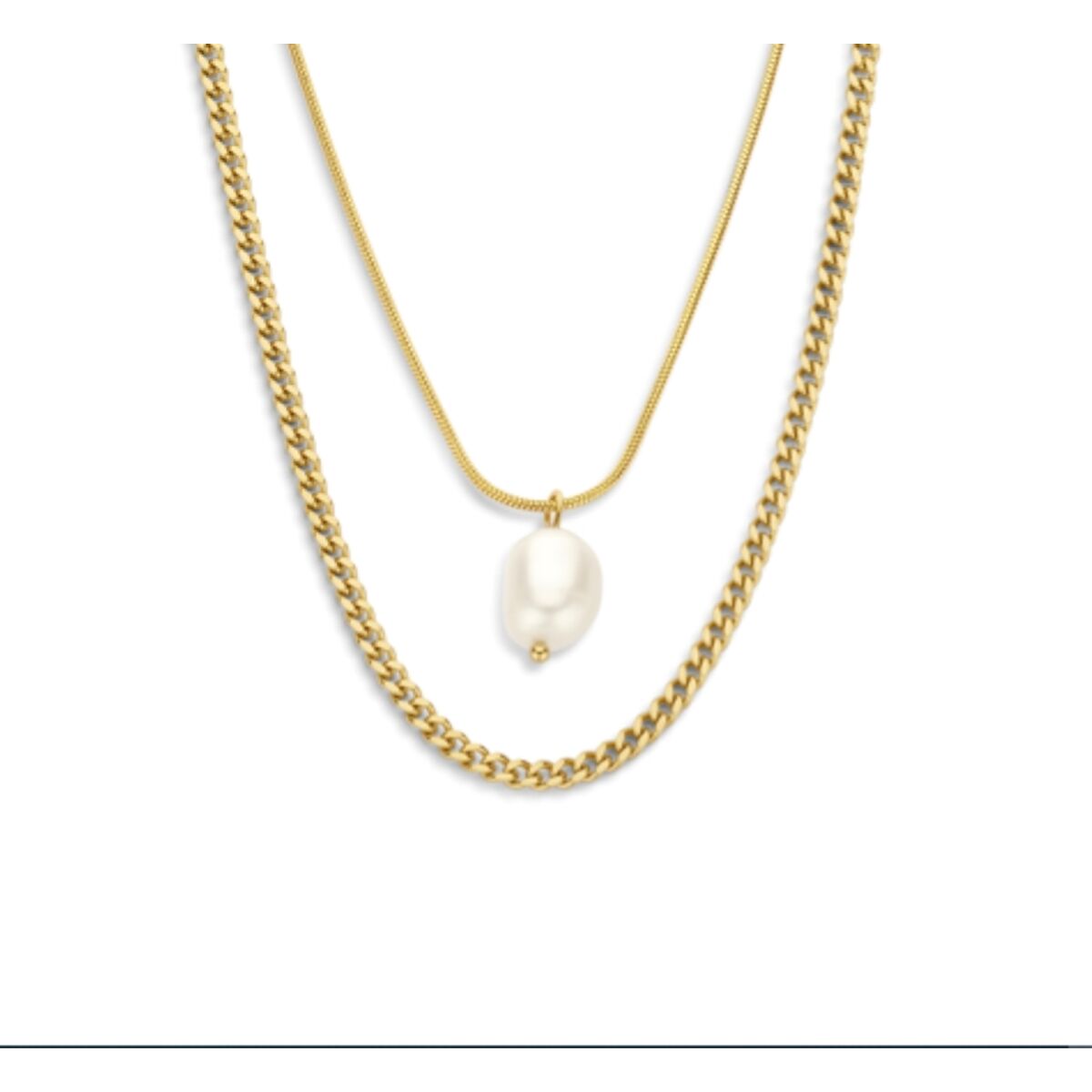 Gouden CO88 Collection ketting met elegante parel, perfect voor elke gelegenheid.