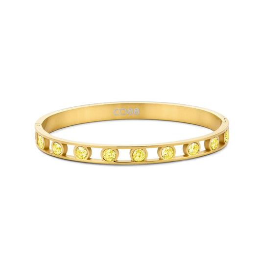 Gouden CO88 Collection armband voor dames met elegante stenen details.