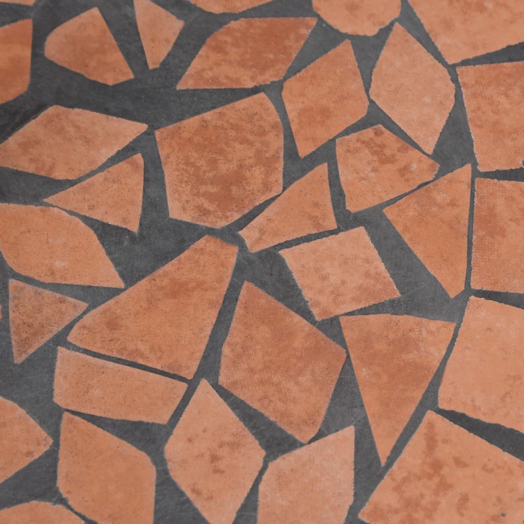 Detail van het terracottakleurige oppervlak met keramische tegels van de vidaXL parasolvoet.