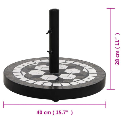 Detail van de vidaXL parasolvoet met keramische tegels en verstelbare knoppen, zijaanzicht.