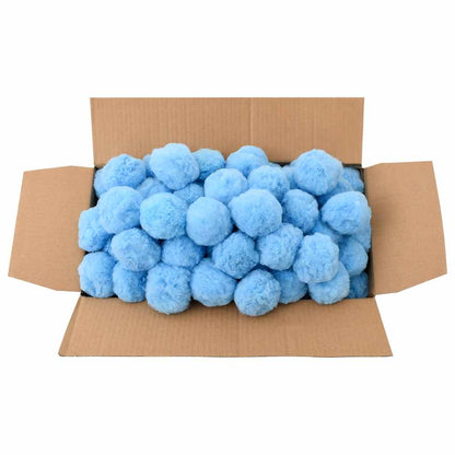 Blauwe vidaXL zwembadfilterballen in een open doos, voor een efficiënte waterfiltratie.