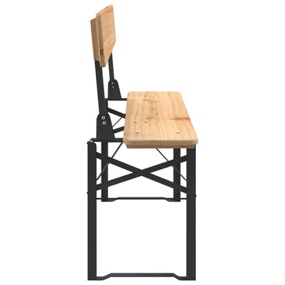 Zijaanzicht van de vidaXL biertafelset met massief vurenhouten zitvlak en metalen frame.