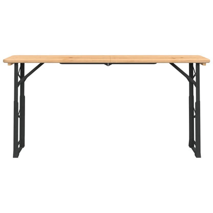 Inklapbare vidaXL biertafel van massief vurenhout, zijaanzicht met zwart metalen onderstel.