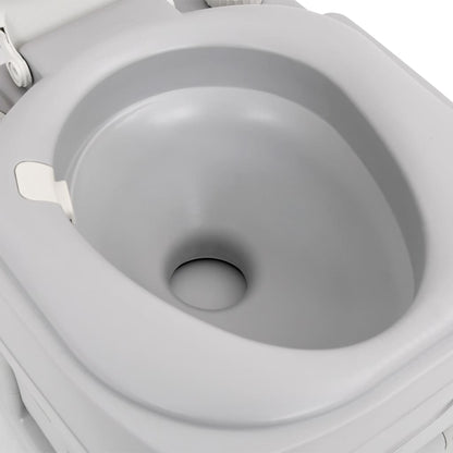 Detail van het grijze toilet van vidaXL met een ovale toiletpot en hygiënische afwerking.