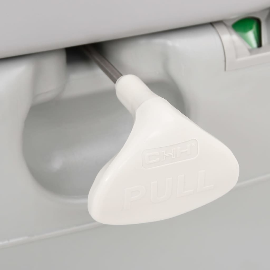 Detail van de handgreep van het vidaXL campingtoilet voor eenvoudige bediening.