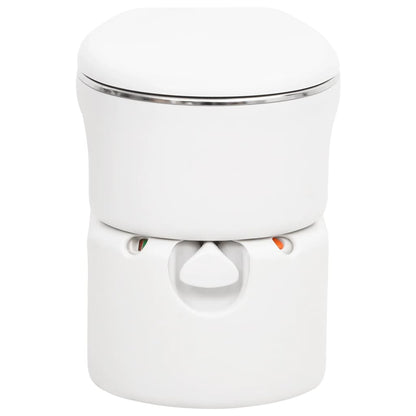Detail van het vidaXL campingtoilet in wit, met draaibare gietmond en niveau-indicator.