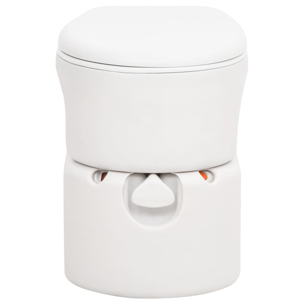 Detail van het vidaXL campingtoilet met geïntegreerde spoel- en zuigpomp, in wit.
