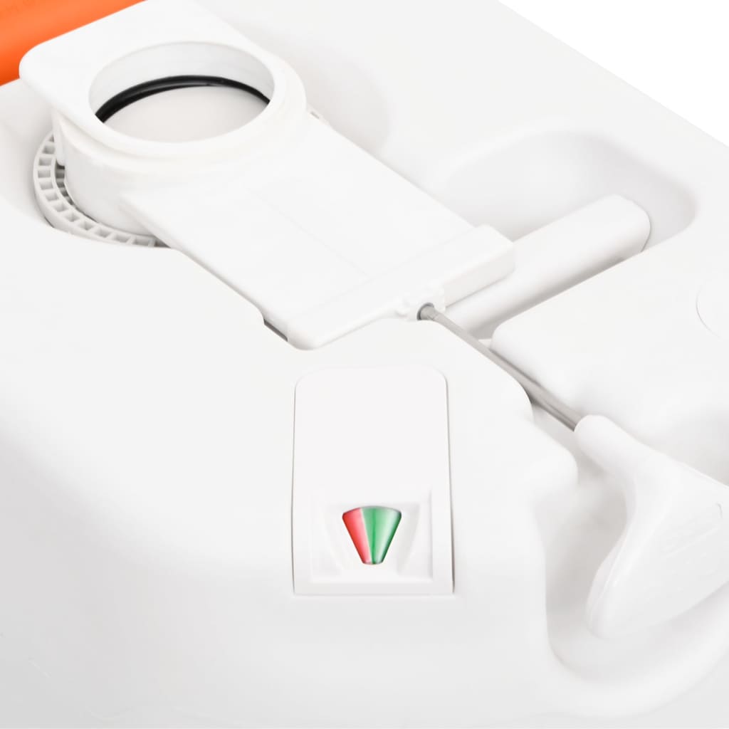 Detail van de niveau-indicator in het vidaXL campingtoilet met zuigpomp en gietmond.